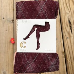 Charming Charlie’s Glitter Burgandy Tights
